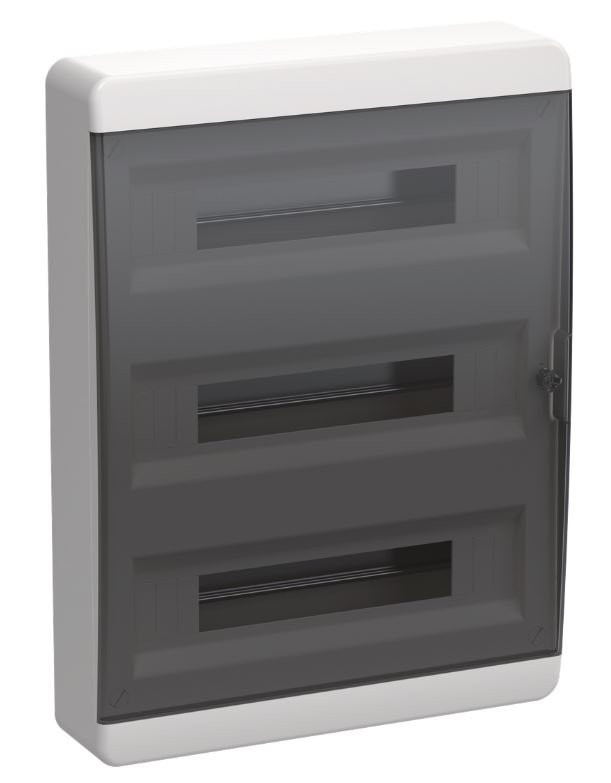 Корпус пластиковый навесной TEKFOR ЩРН-П-54 IP41 черная прозрачная дверь (TF5-KP12-N-54-41-K01-K03) Корпус пластиковый