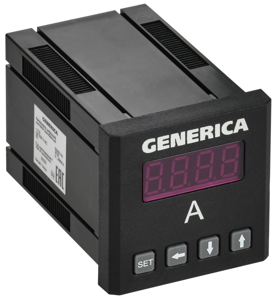 Амперметр цифровой щитовой однофазный 48х48 LED GENERICA (IDA31-5-1-0-LED-G) Амперметр цифровой