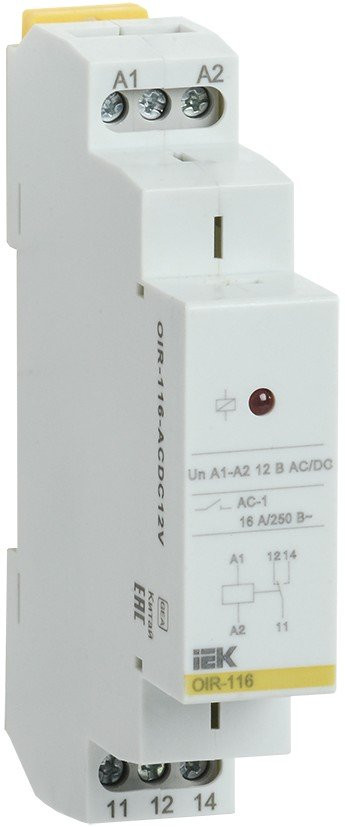 Реле промежуточное модульное OIR 1 контакт 16А 12В AC/DC (OIR-116-ACDC12V) Реле промежуточное модульное