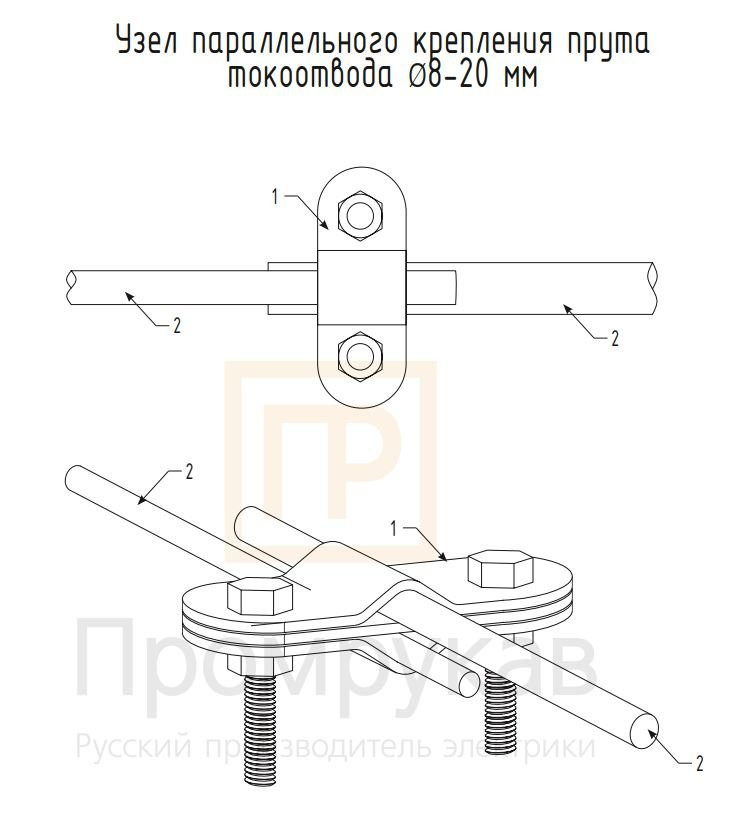 Зажим параллельного соединения прута D8-20 мм TDZ (PR08.12675) Зажим параллельного соединения прута