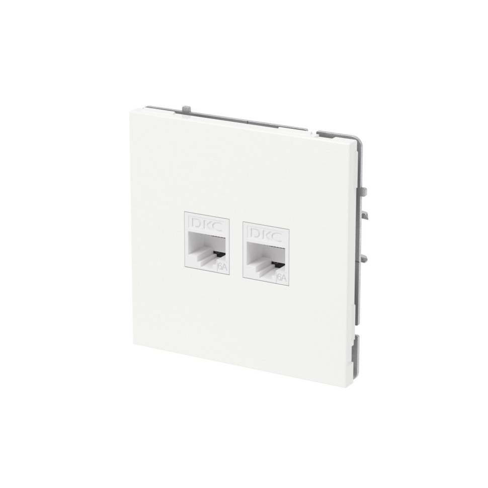 Розетка RJ-45 KANT 6А двойная белая магнолия (7000674) Розетка компьютерная без шторки