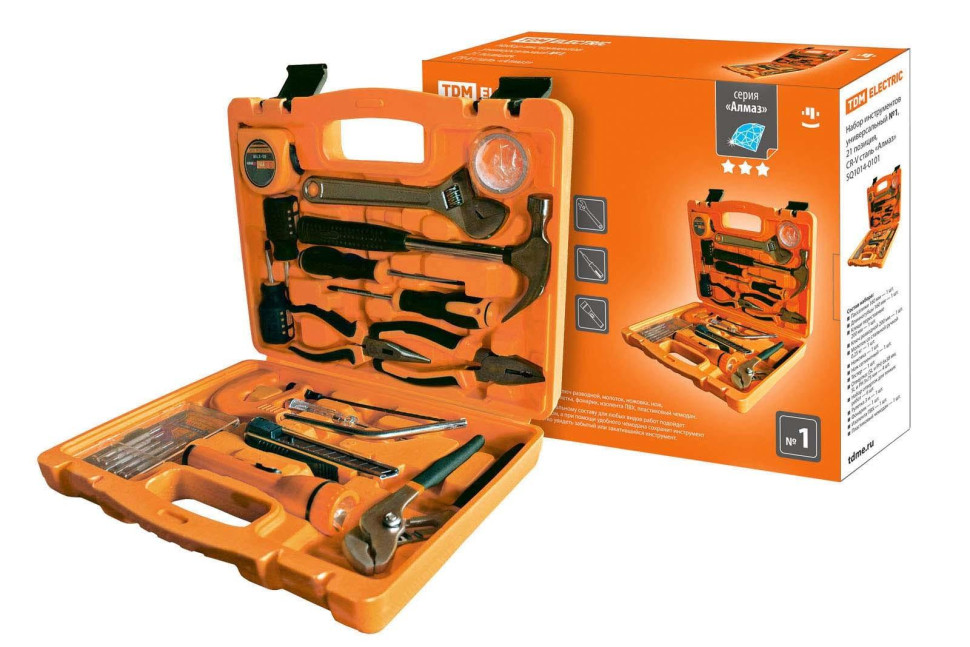 Набор инструментов универсальный №1, 21 позиция, сталь "Алмаз" TDM (SQ1014-0101) Набор инструментов универсальный