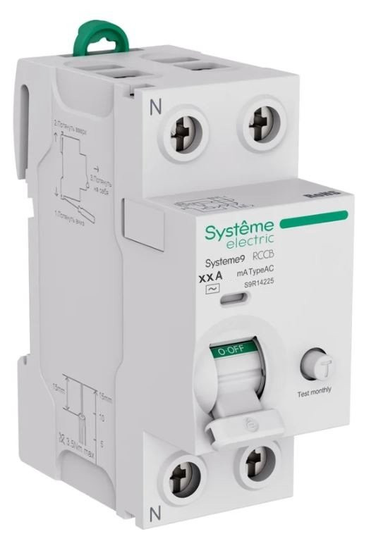 Systeme9 ВДТ 2P 40A 30мА Тип-AC 230В (S9R12240) Выключатель дифференциального тока (УЗО)