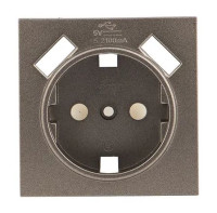 Валенсия Лицевая панель роз. 1-мест. с/з 16А графит с защ. штор. с 2 USB 2,1А (ESR16-L-028-60-2USB) Лицевая панель розетки