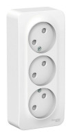 BLANCA розетка 3-местная без заземления со шторками, открытой установки, белый (BLNRA001311) Розетка с изолированной пластиной