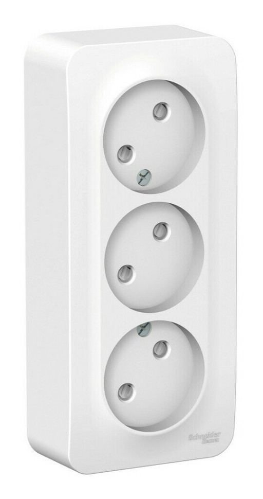 BLANCA розетка 3-местная без заземления со шторками, открытой установки, белый (BLNRA001311) Розетка с изолированной пластиной