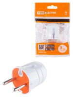 Вилка б/з белая с красной вставкой 10А 250В TDM (SQ1806-0209) Вилка