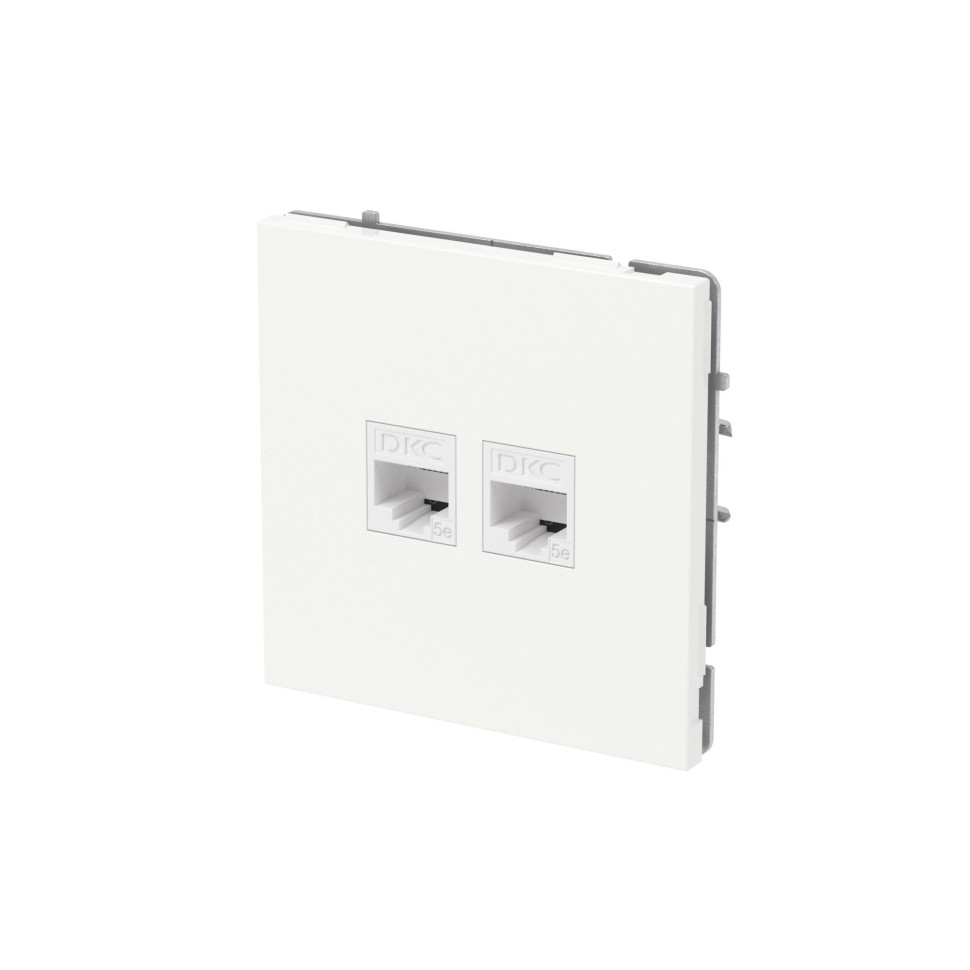 Розетка RJ-45 KANT 5E двойная белая магнолия (7000664) Розетка компьютерная без шторки