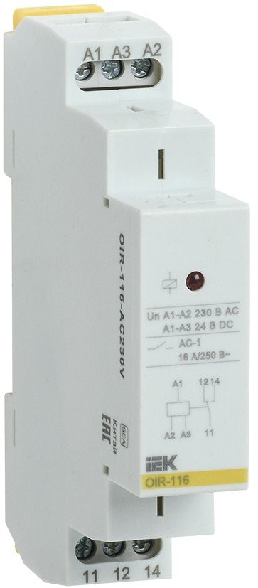 Реле промежуточное модульное OIR 1 контакт 16А 230В AC (OIR-116-AC230V) Реле промежуточное модульное