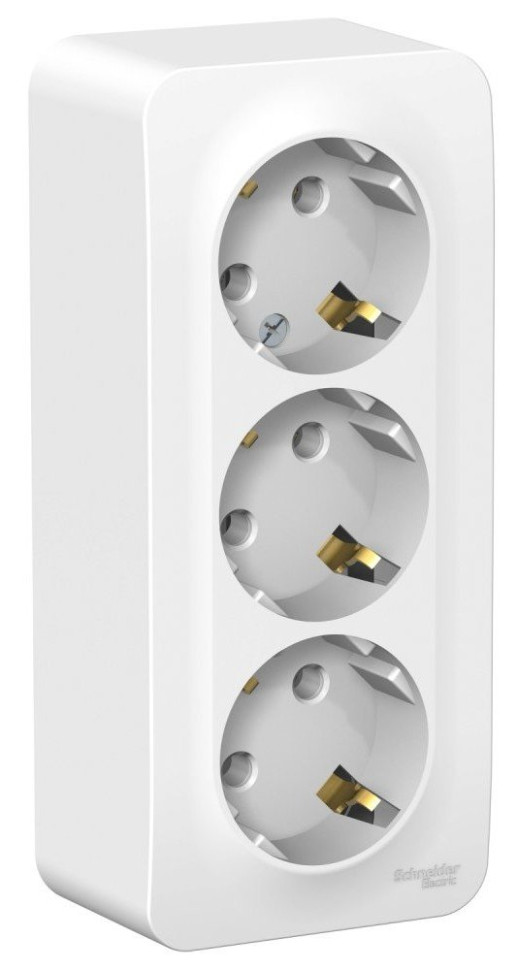 BLANCA розетка 3-местная с заземлением без шторок, открытой установки, белый (BLNRA010311) Розетка с изолированной пластиной