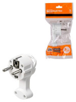 Вилка круглая плоская с кольцом белая 16А 250В TDM (SQ1806-0195) Вилка