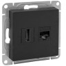 Механизм розетки HDMI+RJ45 (cat5), чёрный Эпика (UP1-SOB-HDMI+RJ45) Механизм розетки HDMI+RJ45