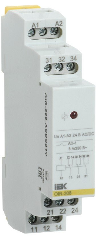 Реле промежуточное модульное OIR 3 контакта 8А 24В AC/DC (OIR-308-ACDC24V) Реле промежуточное модульное