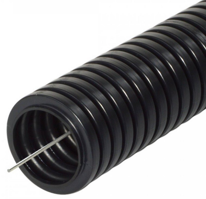 Труба ПА негорючая (НГ) стойкая к ультрафиолету (УФ) черная с/з D20 мм (PR02.0102) Труба гофрированная