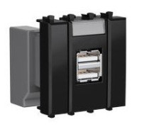 Розетка USB 2.1А Avanti 2 модуля черный квадрат (4402542) Розетка USB