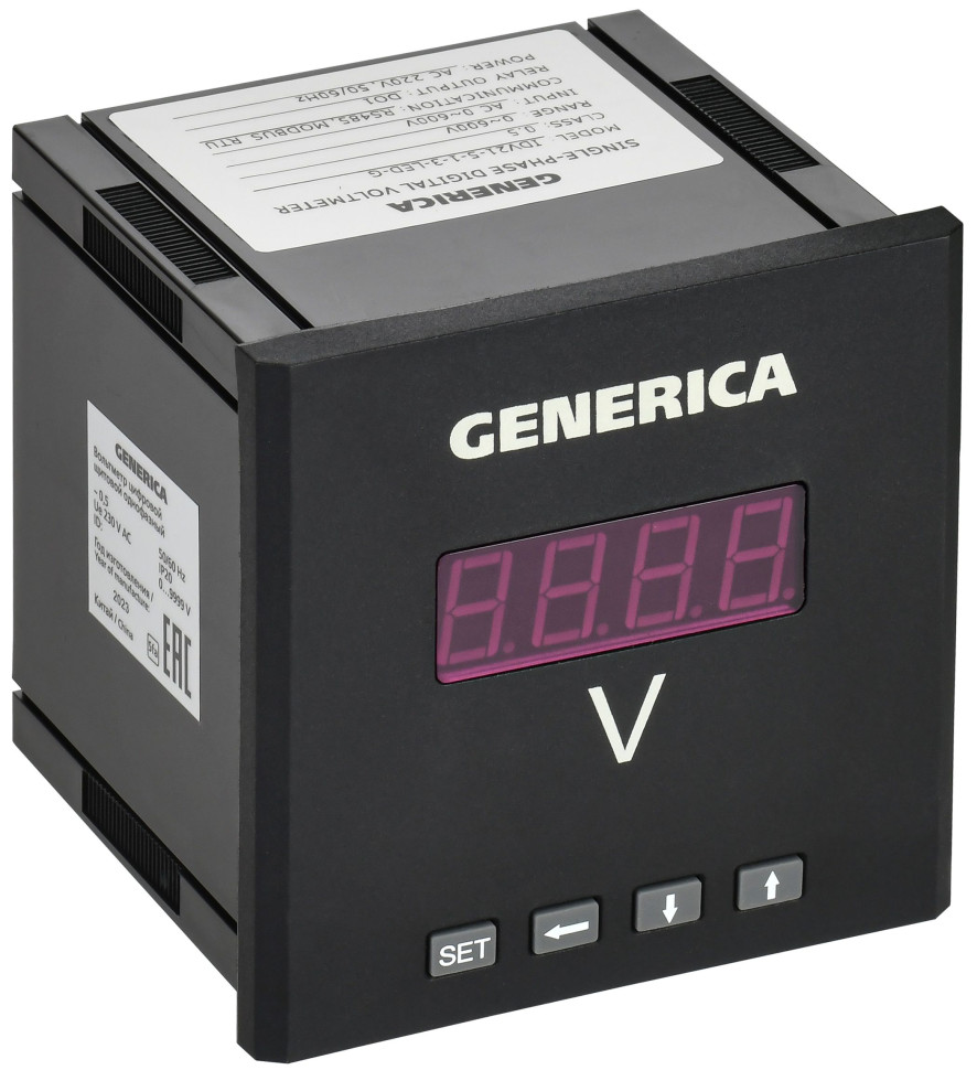 Вольтметр цифровой щитовой однофазный DO RS-485 96х96 LED GENERICA (IDV21-5-1-3-LED-G) Вольтметр цифровой