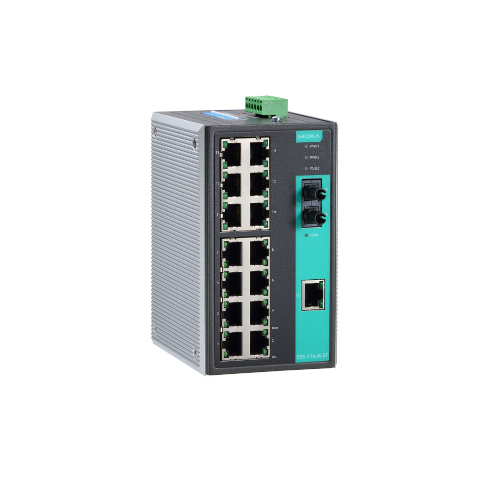 EDS-316-M-ST Коммутатор 15х10/100BaseTX, 1х100BaseFX (многомодовое оптоволокно), разъем ST