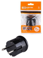 Вилка с/з круглая черная 10А 250В TDM (SQ1806-0200) Вилка