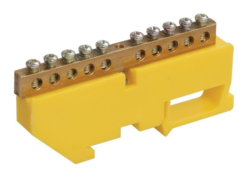 Шина PE "земля" на DIN-изоляторе ШНИ-6х9-10-Д-Ж (YNN10-69-10D-K05) Шина на DIN-изолятор