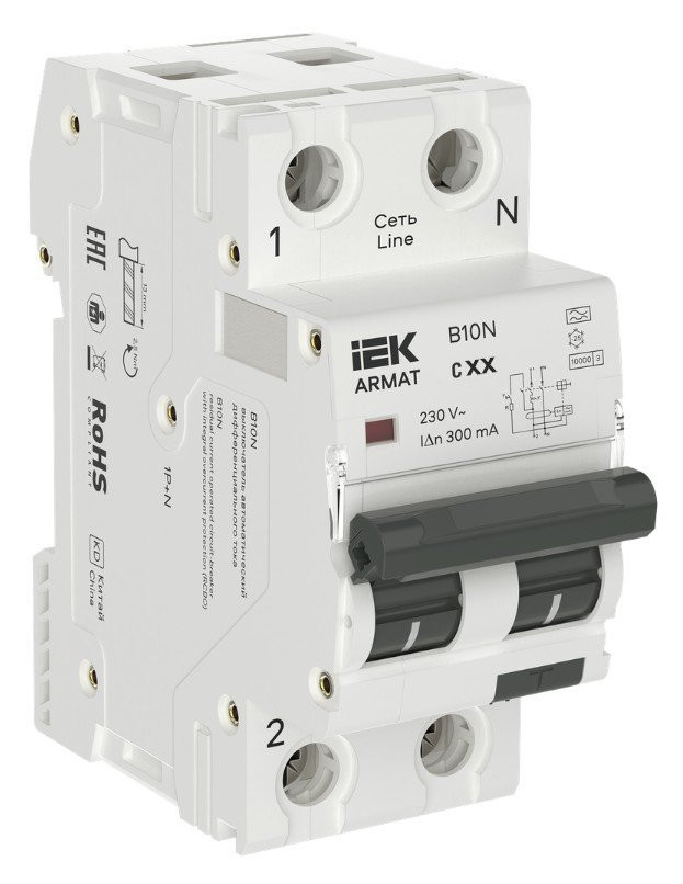 АВДТ B10N 1P+N C40 300мА ARMAT (AR-B10N-1N-C040A300) Автоматический выключатель дифференциального тока