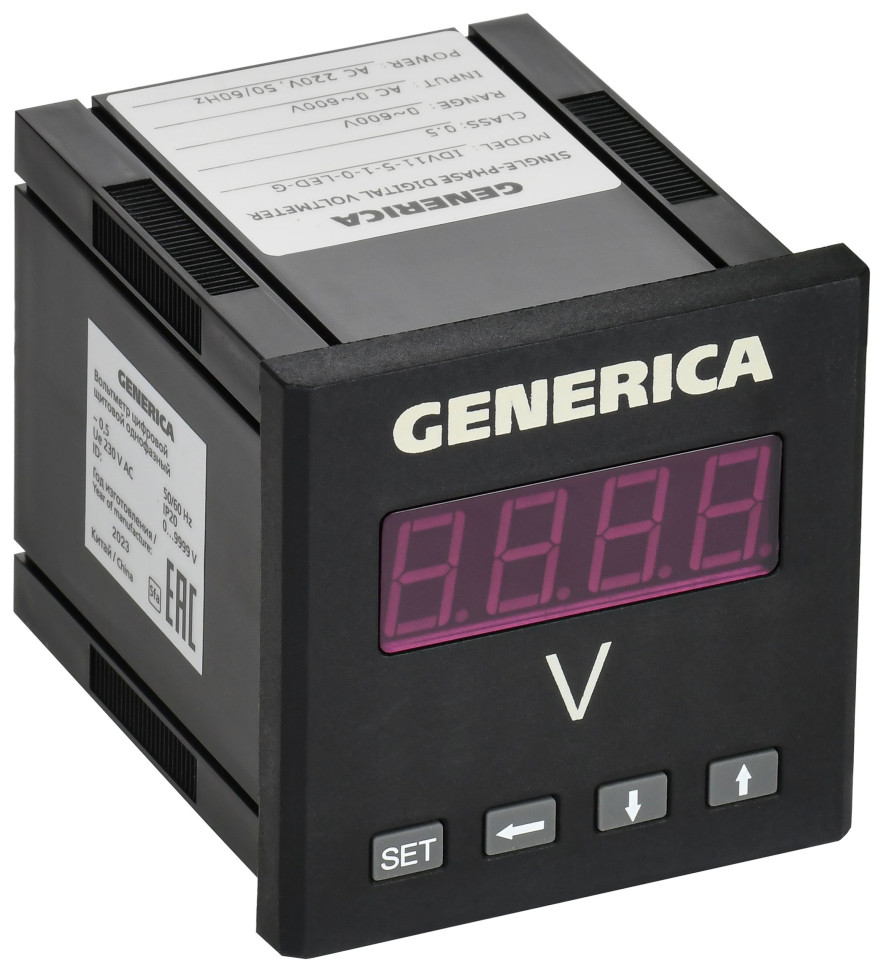 Вольтметр цифровой щитовой однофазный DO RS-485 72х72 LED GENERICA (IDV11-5-1-3-LED-G) Вольтметр цифровой