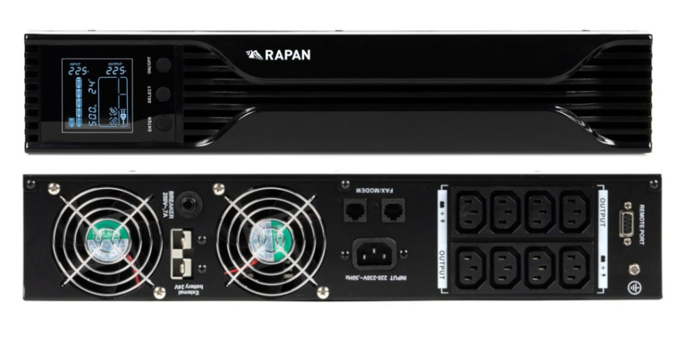 RAPAN-UPS 1000 RACK+2х9Ah (RAPAN-UPS 1000-RACK-IN-2х9-E) (8958) Бесперебойный источник питания