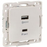 Стокгольм Механизм Розетки с 2USB type-A + type-C винтовые клеммы белый (EYR-2USB-type-C) Механизм розетки с 2USB