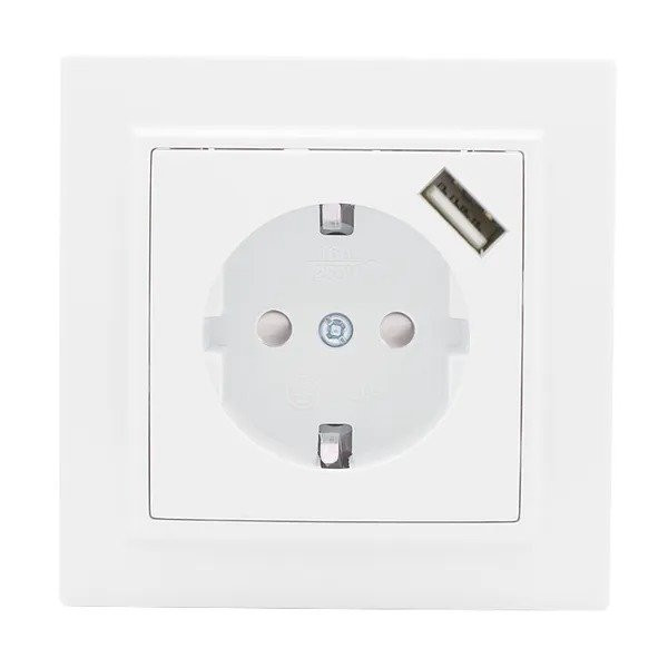 Минск Розетка 1-местная СП с/з 16А (ERR16-028-100-USB) Розетка 1-местная СП с/з 16А
