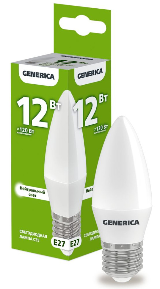 Лампа светодиодная C35 свеча 12Вт 230В 4000К E27 (LL-C35-12-230-40-E27-G) Лампа светодиодная
