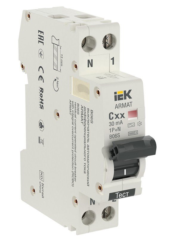 АВДТ B06S 1P+NP C25 30мА ARMAT (AR-B06S-1N-C25C030) Автоматический выключатель дифференциального тока
