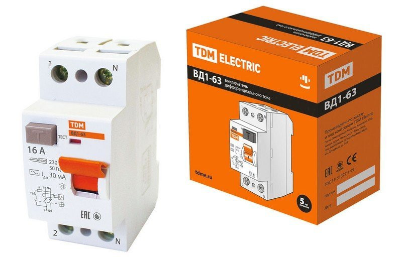 УЗО ВД1-63 2Р 16А 10мА (SQ0203-0002) Выключатель дифференциального тока (УЗО)