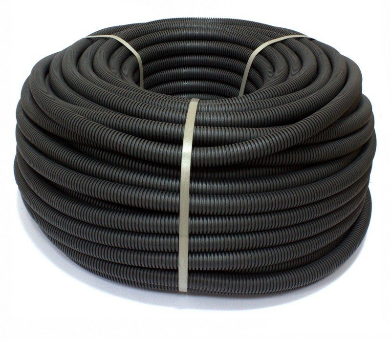 Труба ПВХ легкая D50, черная (10150-15BL) Труба гофрированная, с зондом