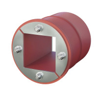Проходка круглая, нержавеющая, D125х70 мм с проемом 80х80 мм (DXF3124) Проходка круглая, нержавеющая, с проёмом