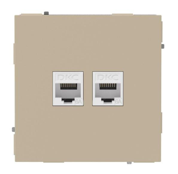 Розетка RJ-45 KANT 6А двойная ванильный марципан (7015674) Розетка компьютерная без шторки