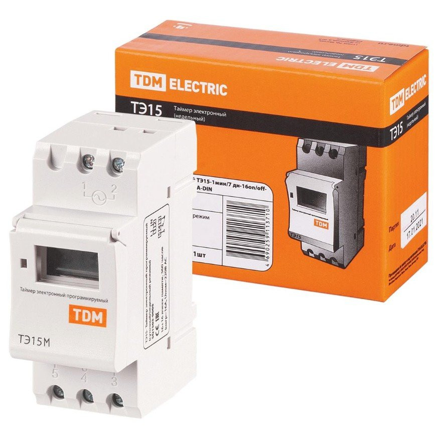 ТЭ15М-1мин/7дн-32on/off-30А-DIN TDM (SQ1503-0037) Таймер электронный