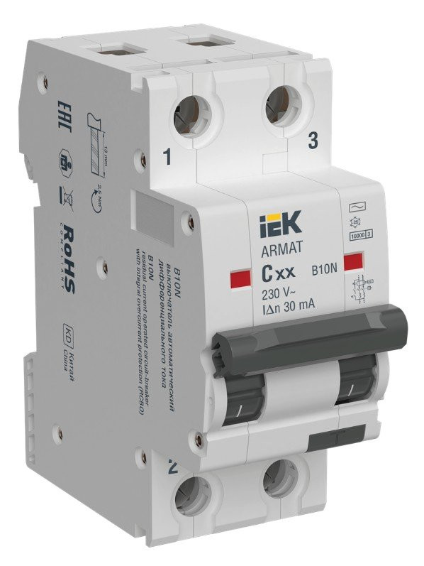 АВДТ B10N 2P C20 30мА ARMAT (AR-B10N-2-C020A030) Автоматический выключатель дифференциального тока